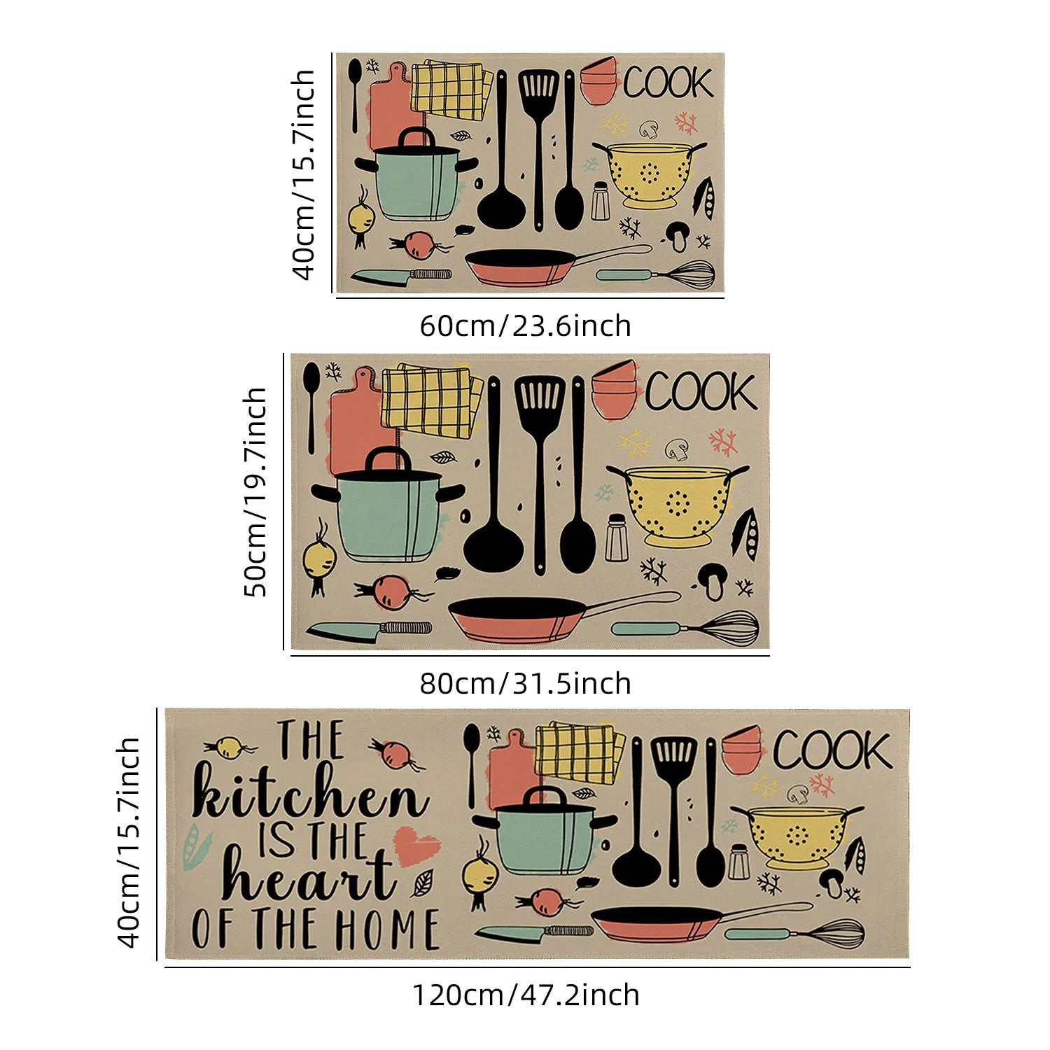 1PC, cartoon knife and fork kitchen waterproof door carpet mat, kitchen mat, can wash home decoration carpet mat