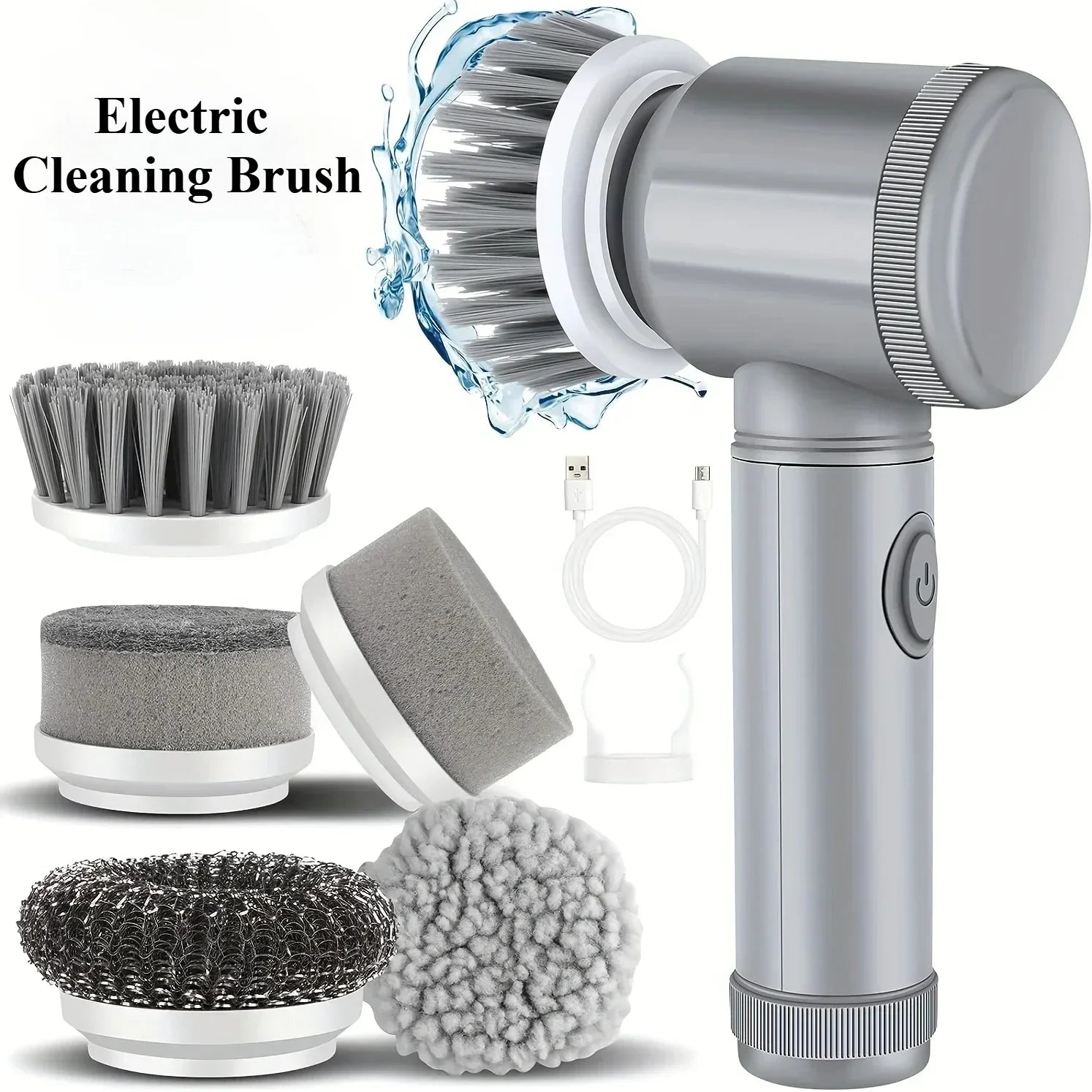 Cordless Electric Spin Scrubber – Rechargeable 5-in-1 Brush Heads for Bathroom, Kitchen, Tile & Car Deep Clean