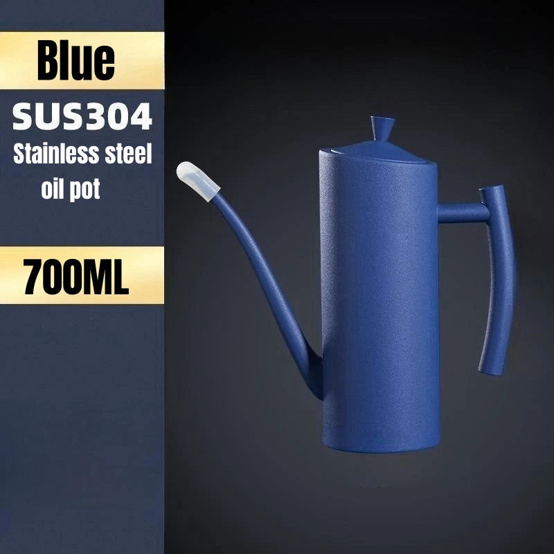 Stainless Steel Oil Pot Kitchen Oil Tank Pot Sauce Vinegar No Drip Dust-Proof Oil Storage Container Tank Storage Kitchen Tools