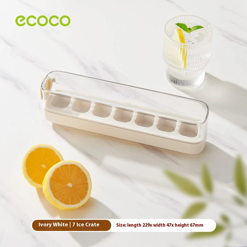 Ice Cube Tray with Lid & Bin – Quick-Fill Easy Press No-Touch Release Freezer Mold (7/14/21 Pcs)