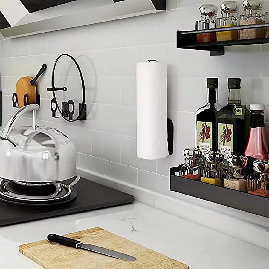 Kitchen Paper Towel Holder Adhesive Tissue Hanger Toilet Roll Paper Dispenser Cabinet Storage Napkin Rack Bathroom Accessories