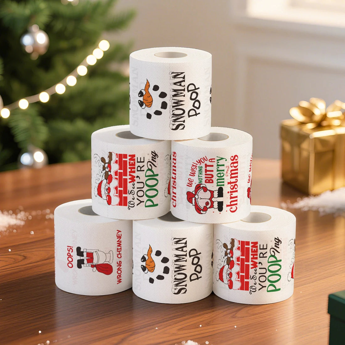 Christmas Toilet Roll Paper Happy 2026 New Year Christmas Supplies Xmas Tissue Roll Napkin Kitchen Tool Home Decoration New Year
