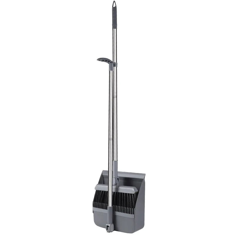Household Broom & Dustpan Set – Foldable Garbage Shovel with Comb Teeth & 45° Angled Brush Head for Floor Sweeping