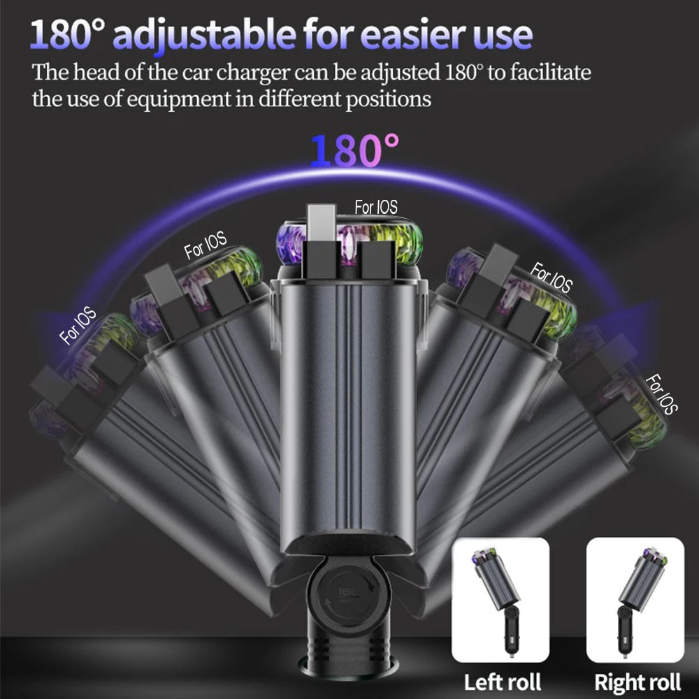 5-in-1 PD45W Car Charger – USB-C Fast Charger with Roof Starlight & Aromatherapy Air Freshener for iOS & Android