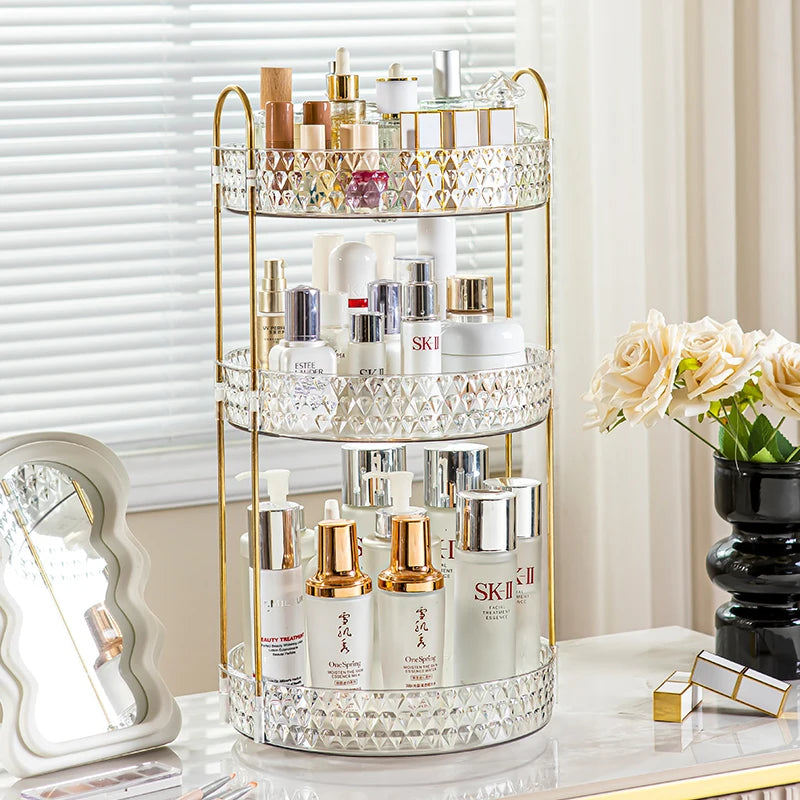 3-Tier 360° Rotating Cosmetic Organizer for Vanity Storage