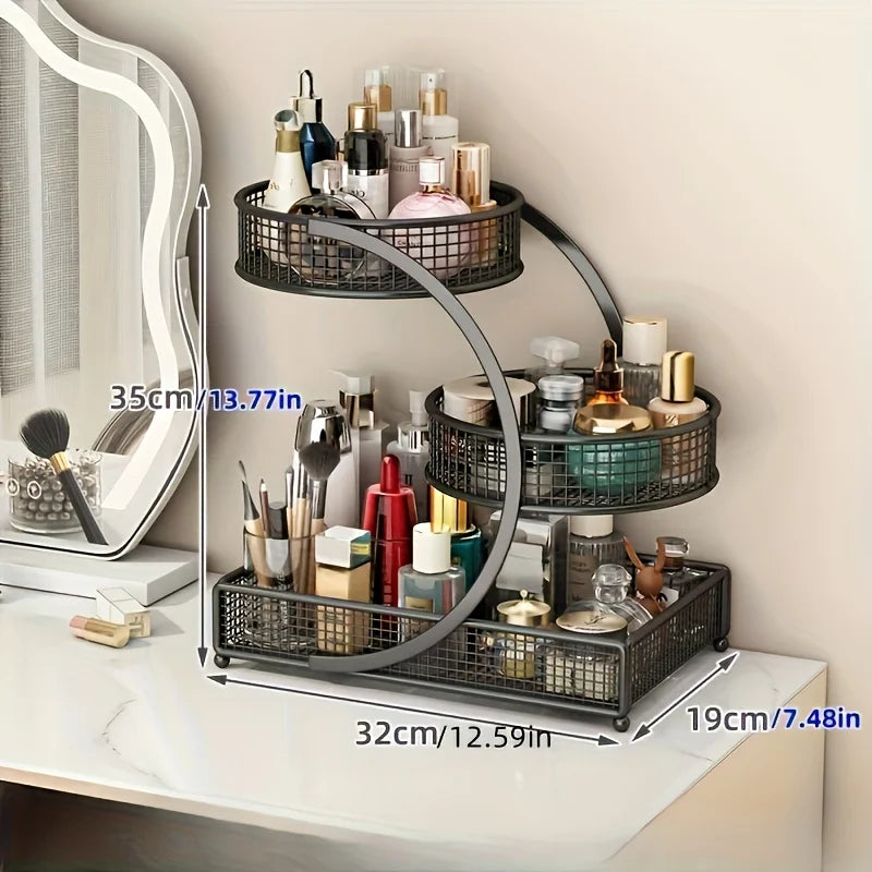 Bronze Metal Cosmetic Organizer Rack for Lipsticks & Skincare