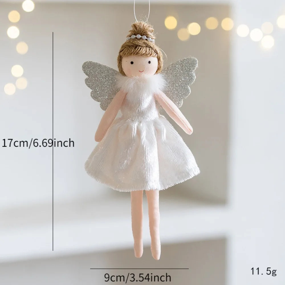 New Christmas Mouse Doll Pendant Girl Ballet Angel Christmas Tree Pendant Plush Hanging Xmas Decoration Charms New Year Gifts