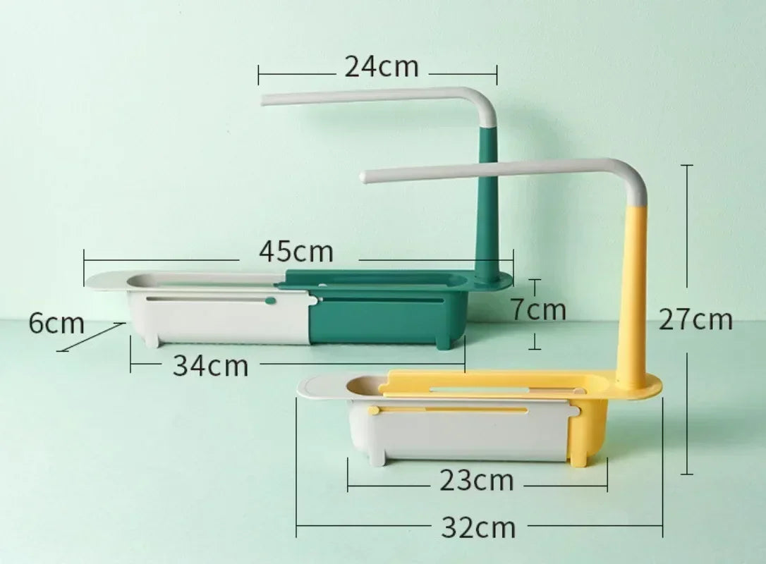 Telescopic Sink Drain Rack – Kitchen Storage Basket Organizer for Soap, Sponge & Accessories