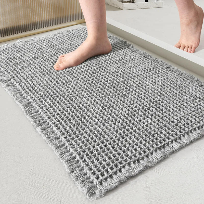 Woven Microfiber Bathroom Floor Mat – Absorbent Anti-Slip Entrance Carpet & Toilet Foot Mat for Bathroom & Home