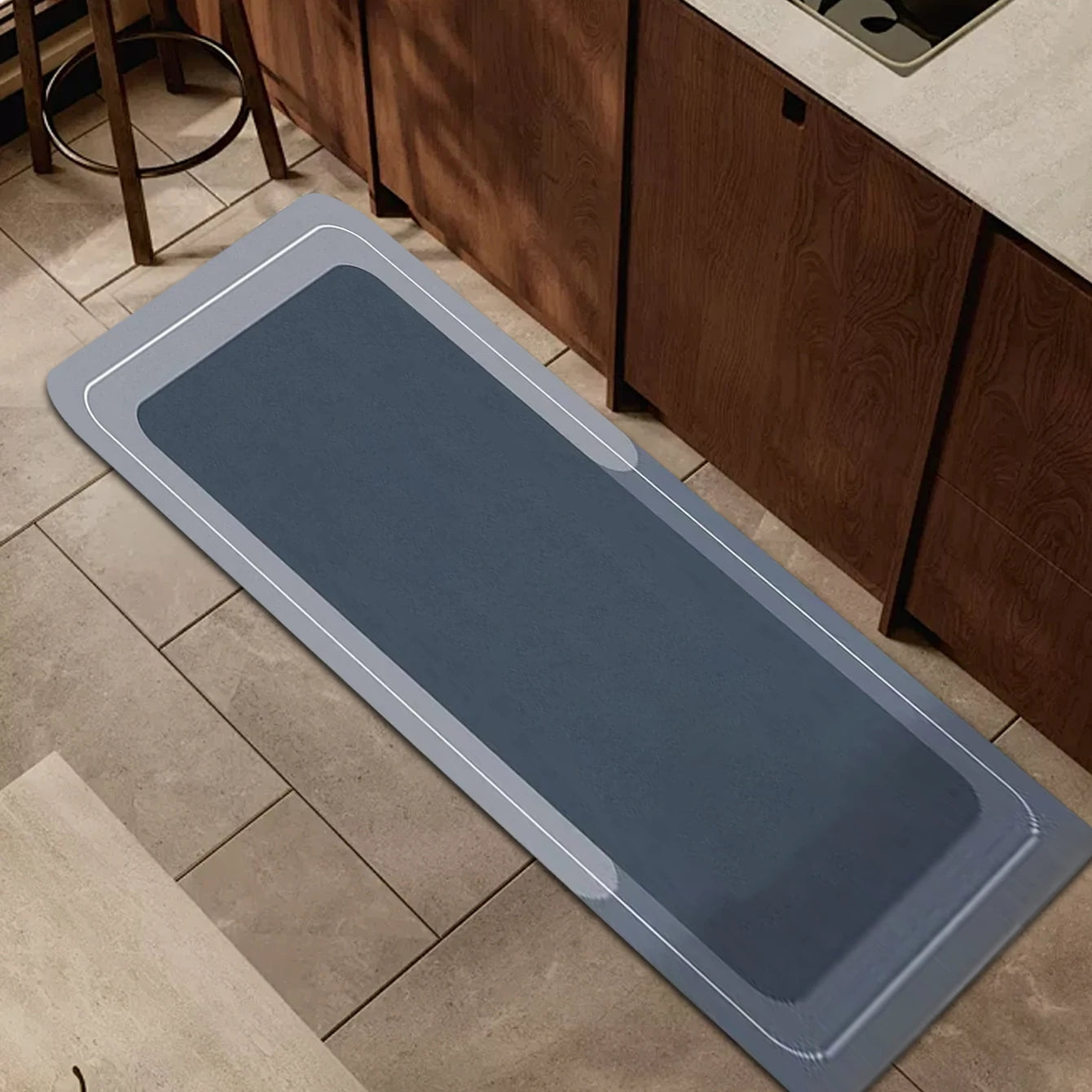 100x200 Blue Grey Diatomaceous Earth Kitchen Floor Mat, Fully Laid Can Be Cut Dirt Resistant and Slip Resistant Mat