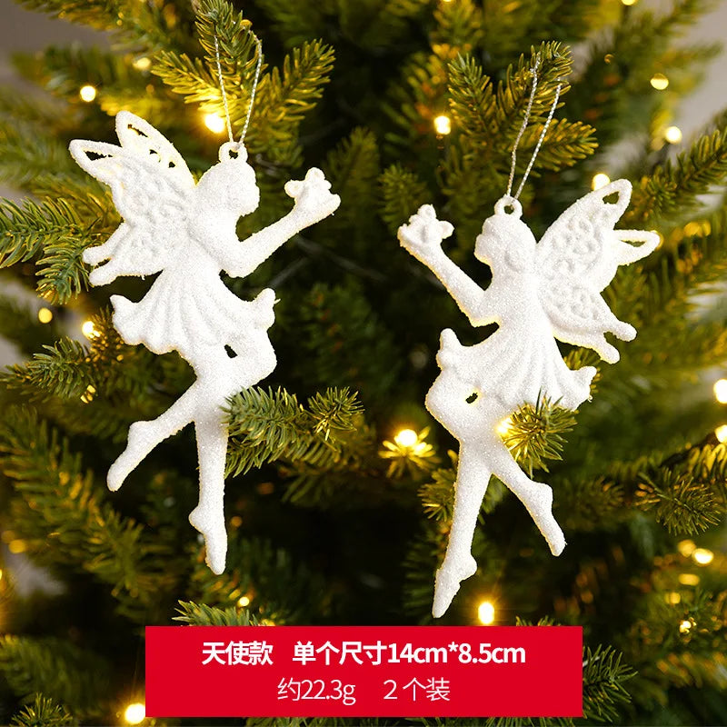 Xmas Tree Pendants Snowflake Angel Deer Hanging Ornaments Christmas Decorations For Home Xmas 2024 Navidad New Year Party