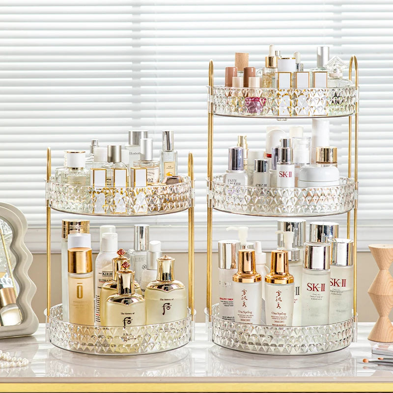 3-Tier 360° Rotating Cosmetic Organizer for Vanity Storage