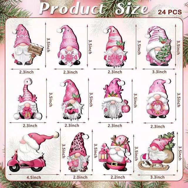 12/24pcs/set New Creative Wooden Christmas Dwarf Gnome Decoration Small Hanging Christmas Tree Decoration Wooden Plaque Set
