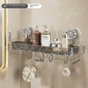 Suction Cup Washbasin Storage Rack – Punch-Free Bathroom Shower Caddy & Self-Draining Organizer Shelf