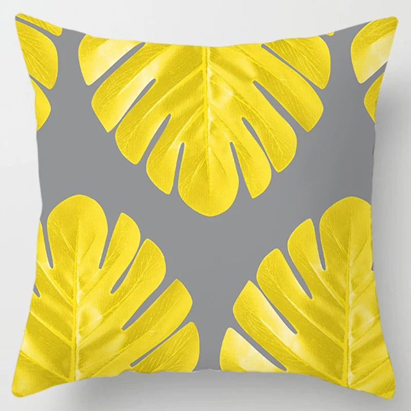 Modern Simple Yellow Flower Pillowcase Home Sofa  Lumbar  Cushion  Pillow