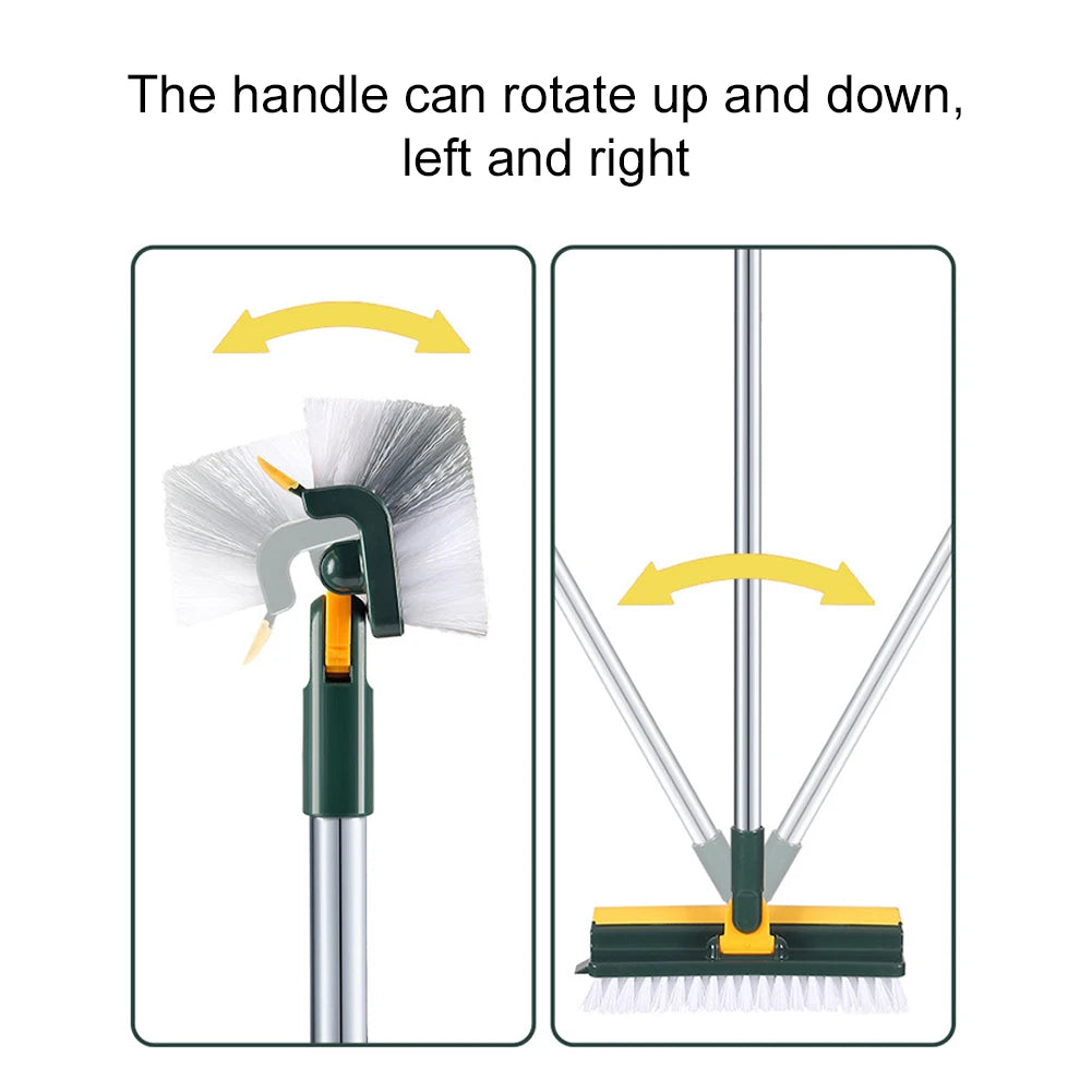 3 in 1 Floor Scrub Brush with Right Angled Bristle & Scraper Long Handle Grout Brush Shower Scrubber for Bathroom Tub Tile Floor