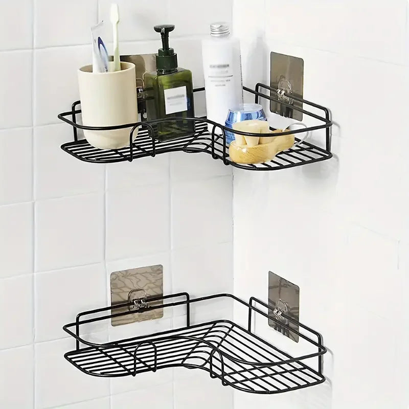 1pc Wall Mounted Bathroom Storage Rack Punch-free Bathroom Shelf  Triangle Storage Rack   Bathroom Accessories
