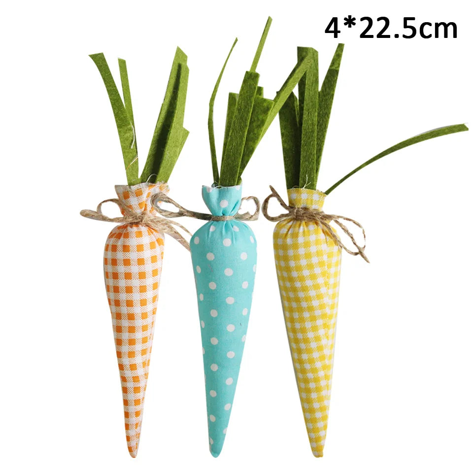 1pack Green Pink Easter Eggs Fabric Rabbits Carrots For Easter Party Hanging Decorations Kids Birthday Party Gifts Supplies