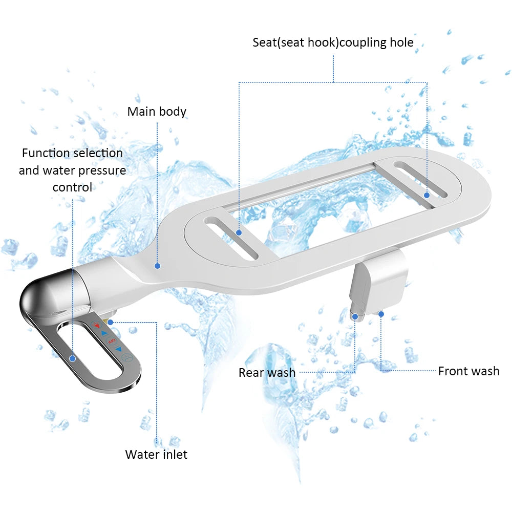Bidet Toilet Seat New Lightweight Ultra-thin Non-Electric Double Nozzle Adjustable Water Pressure