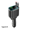 120W Retractable Car Charger with Roof Starlight – USB-C Fast Charger Cigarette Lighter Adapter for iPhone, Huawei & Samsung