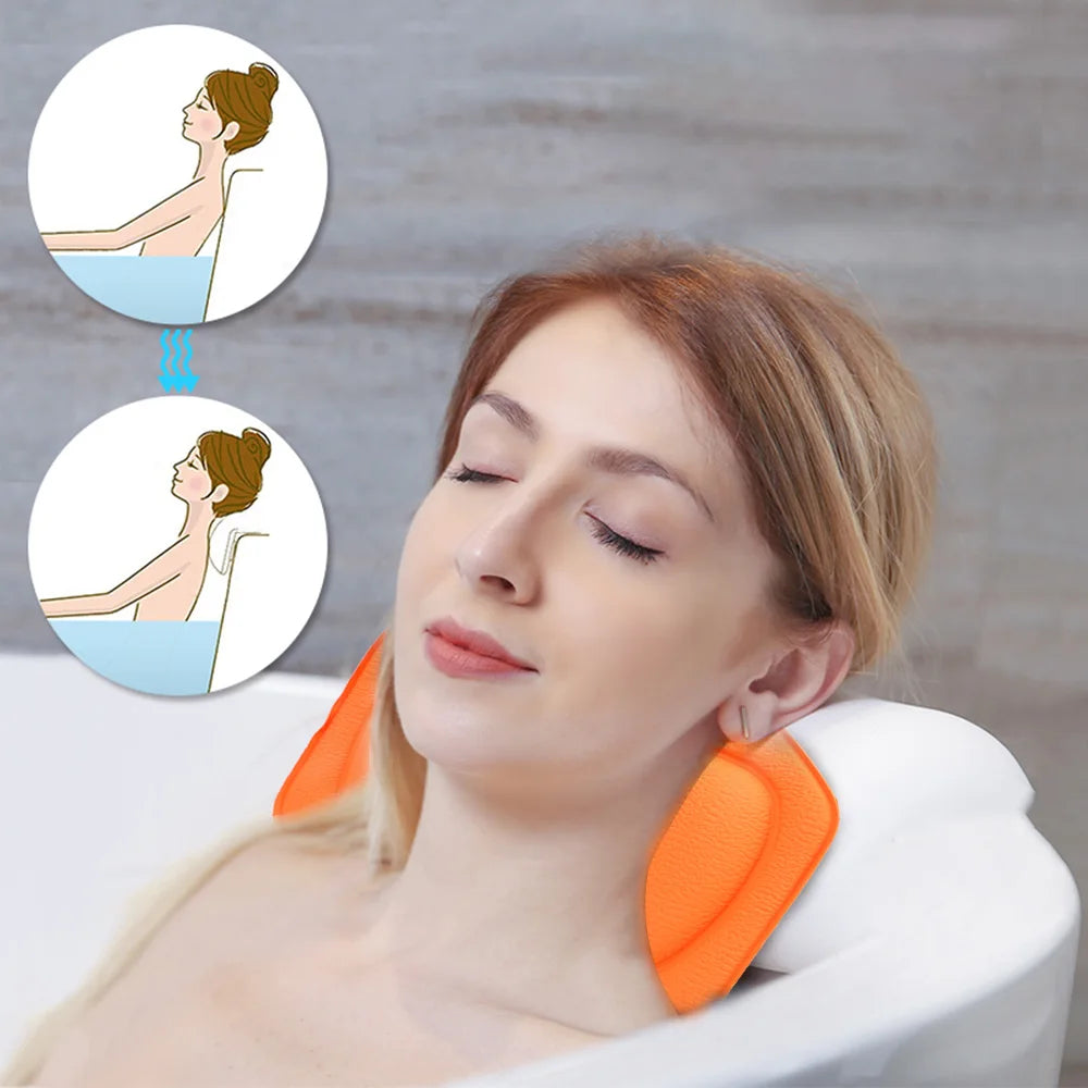 Bath Accessories Soft Headrest Bathroom Supplies SPA Bath Pillow 21*31cm Neck Bathtub Cushion With Suction Cup PVC
