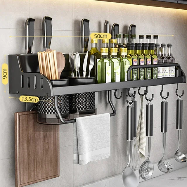 Kitchen Storage Rack Multifunctional Cutting Board Holder Wall Spice Rack Utensils Rack for Kitchen Seasoning Holder Organize