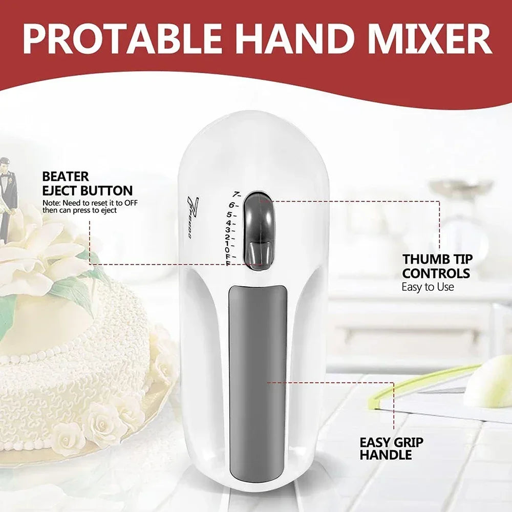 Electric Professional Handheld Blender Mixer, Egg Beater, Automatic Cream Blender for Dough Cake Baking Pastry Food Processor