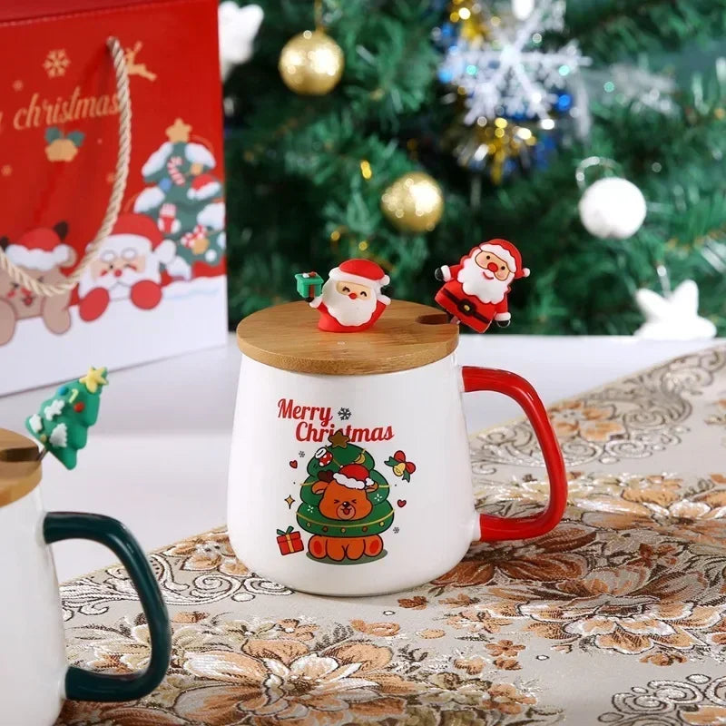 1Pcs Christmas gift Ceramic mug cup cup Coffee cup Christmas mug with lid with spoon set cup mug gift box ceramic mug