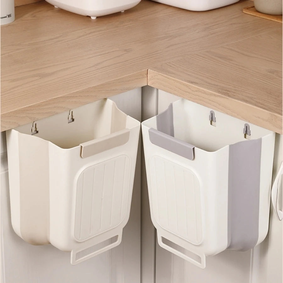 Suspended Foldable Trash Can – Wall-Mounted Kitchen Cabinet Door Waste Bin