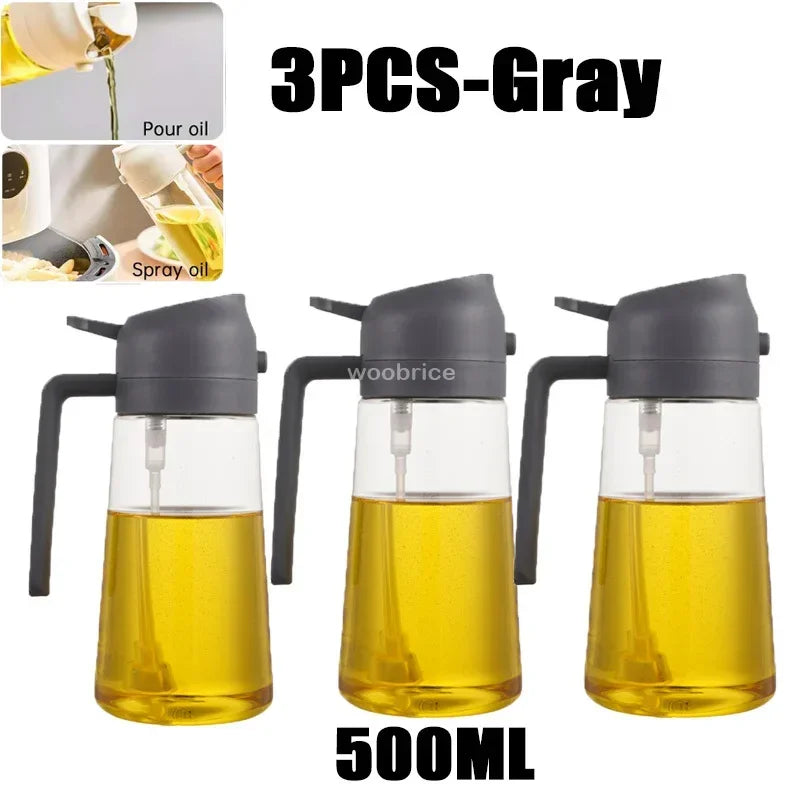 2 in 1 Kitchen Oils Spray Bottle Olive Sprayer Oil Spray Oil Sprayer Plastic for Cooking BBQ Baking Oils Dispenser Accessories