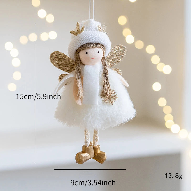 New Christmas Mouse Doll Pendant Girl Ballet Angel Christmas Tree Pendant Plush Hanging Xmas Decoration Charms New Year Gifts