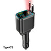 120W Retractable Car Charger with Roof Starlight – USB-C Fast Charger Cigarette Lighter Adapter for iPhone, Huawei & Samsung