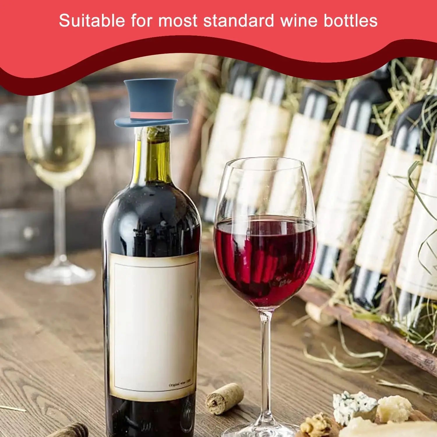 1/3 PCS Magic Hat Wine Bottle Stopper – Seal Silicone Cover, Airtight for Champagne, Whiskey & Brandy, Leak-Proof, Kitchen Tools