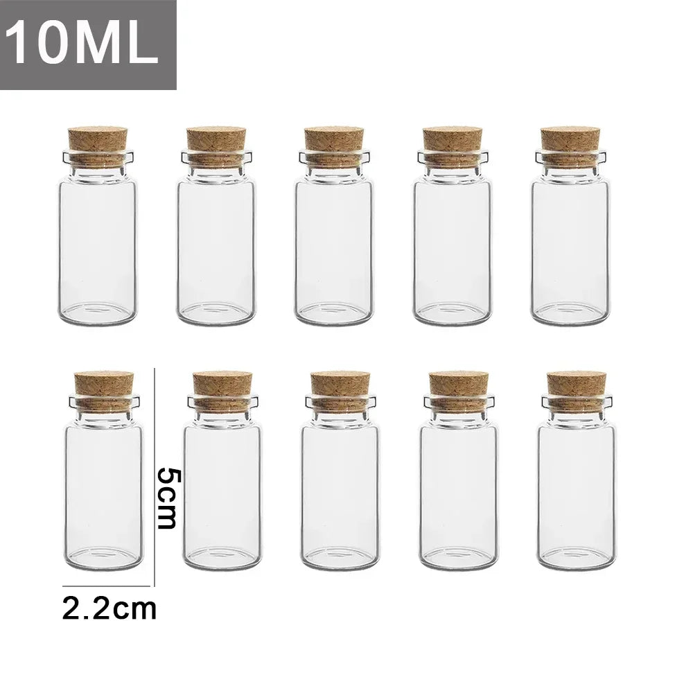 20/10PCS Cork Stopper Glass Bottles DIY Birthday Gift Transparent Empty Message Wishing Bottle Christmas Wedding Party Decor