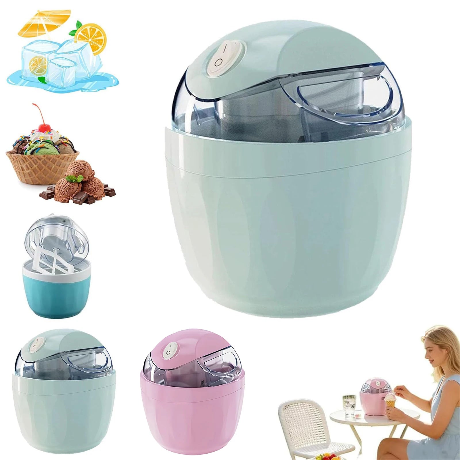 500ml Mini Electric Ice Cream Maker – One-Touch Homemade Frozen Treats in Just 15 Minutes