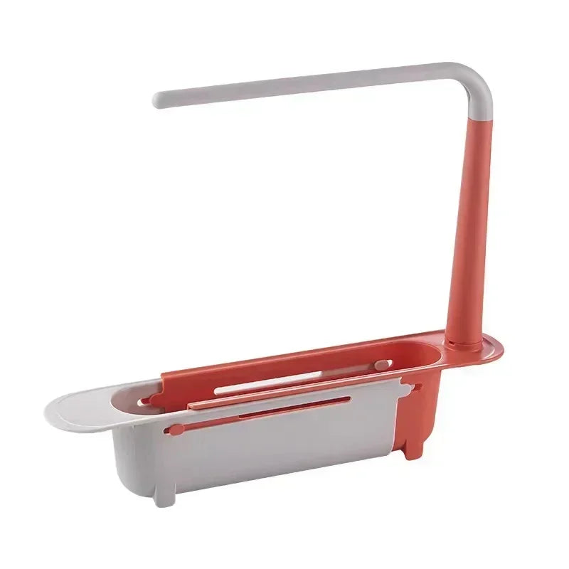 Telescopic Sink Drain Rack – Kitchen Storage Basket Organizer for Soap, Sponge & Accessories