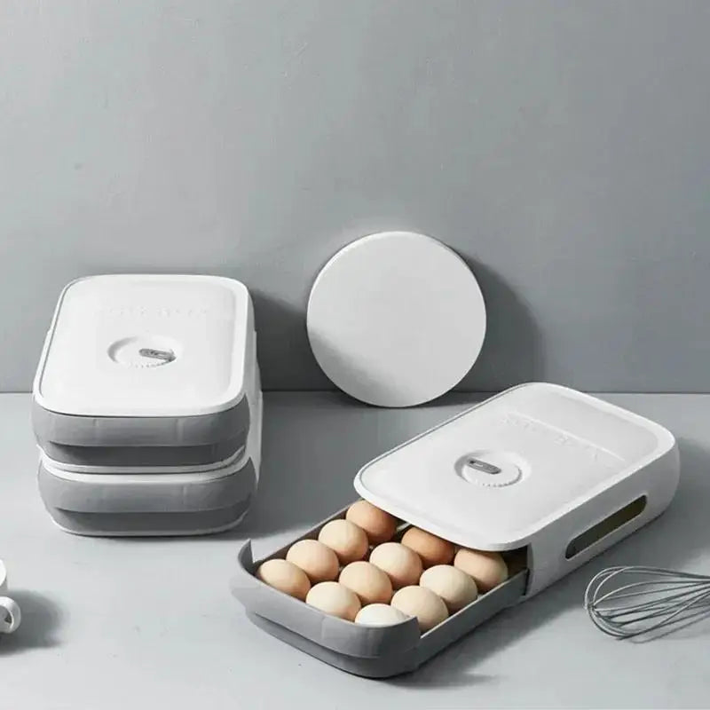 Drawer Egg Storage Box – Refrigerator Organizer with Lid for Fresh Keeping, Dumplings & Fruits