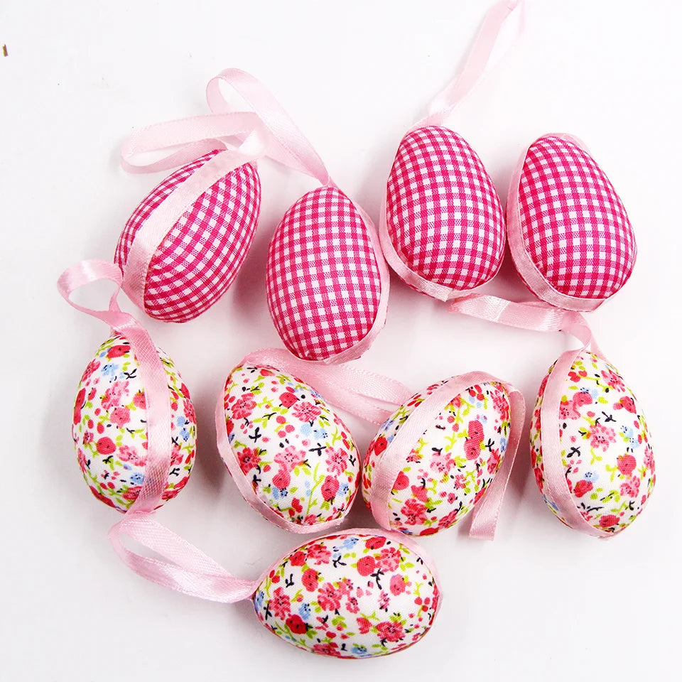 1pack Green Pink Easter Eggs Fabric Rabbits Carrots For Easter Party Hanging Decorations Kids Birthday Party Gifts Supplies