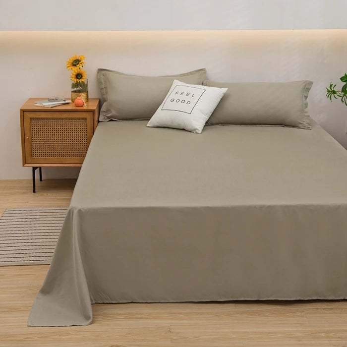 1 pc Bed Flat Sheet for Double Bed Plain Solid Color Top Sheets Single/Queen/King Flat Bedsheets Soft Home Bed Linen Sheets