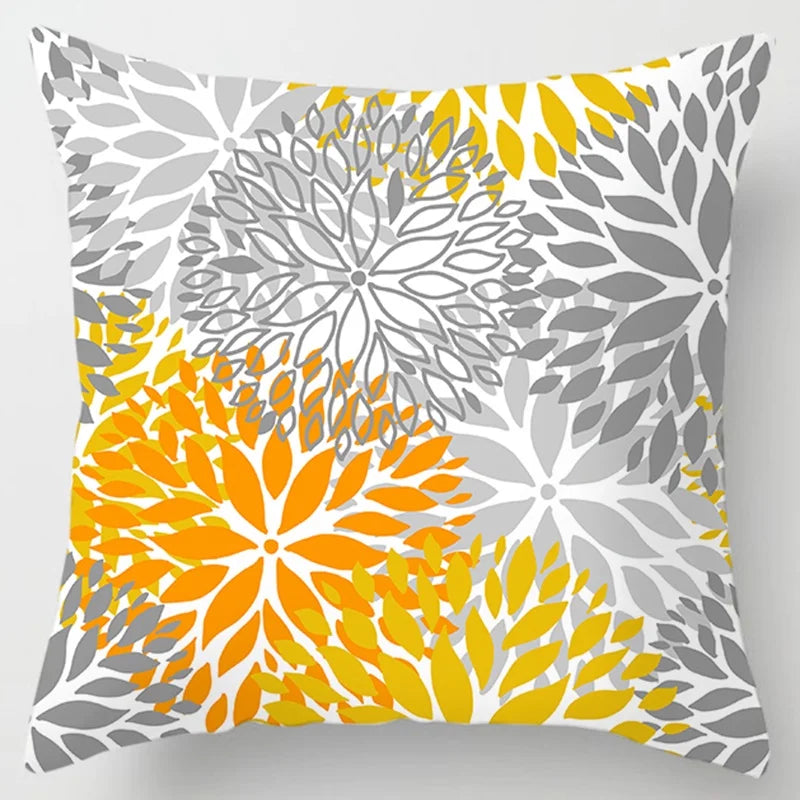 Modern Simple Yellow Flower Pillowcase Home Sofa  Lumbar  Cushion  Pillow