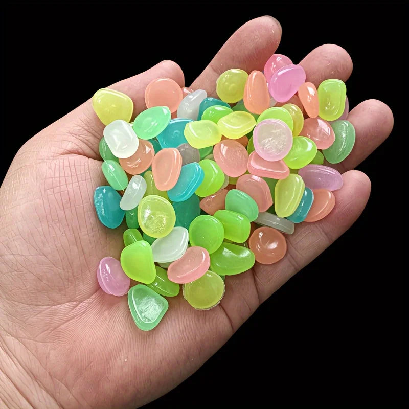 Glow-in-the-Dark Luminous Stones – Decorative Pebbles for Garden, Fish Tank & Flower Pot (100/500 Pcs)