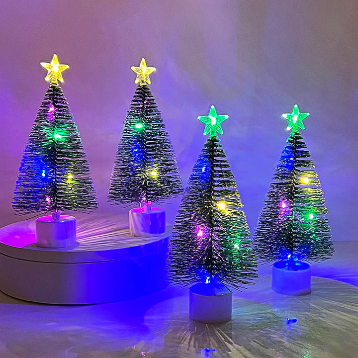 3/1pcs Luminous Christmas Tree Mini Desktop Ornaments Xmas Home Decoration New Year Christmas Party Gifts Supplies Random Color