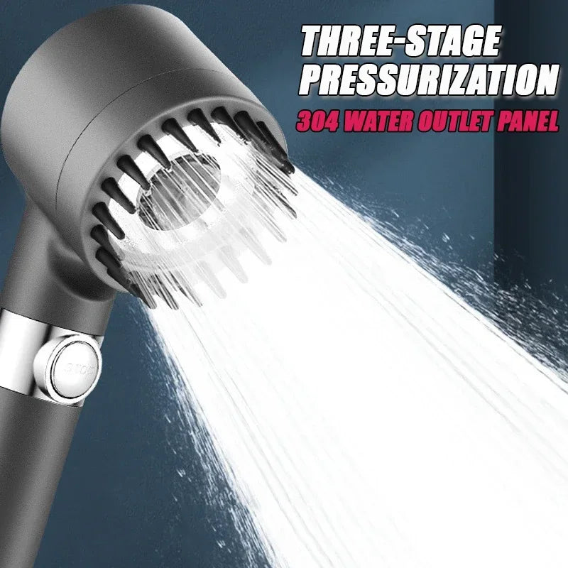 3-Mode High Pressure Shower Head with Massage Brush Filter