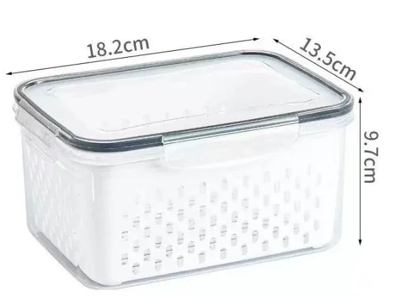 Fridge Fruit Storage Containers with Strainer Washing Bowl for Salad & Berries