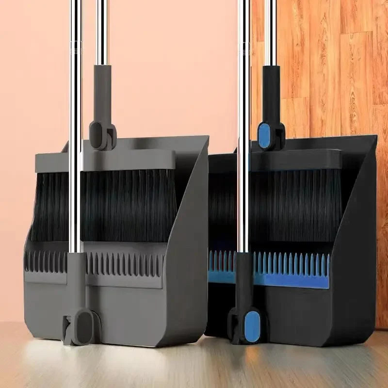 Household Broom & Dustpan Set – Foldable Garbage Shovel with Comb Teeth & 45° Angled Brush Head for Floor Sweeping