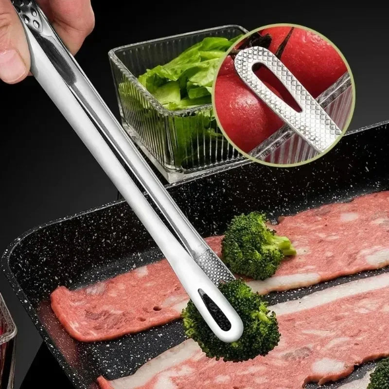 Stainless Steel Barbecue & Kitchen Tongs – Reusable Non-Slip Cooking Tweezers for Grilling, Salad & Meat