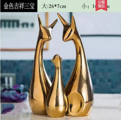 Modern Feng Shui Ceramic Figurines Livingroom Ornaments Home Furnishing Decoration Crafts Office Room Accessories Wedding Gifts