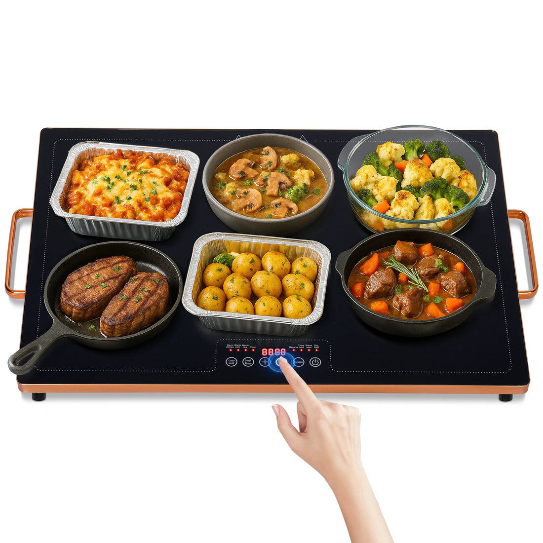 Electric Warming Tray Food Warmer Thermostat Full Surface Heating Food Warming Mat with 2 Temperature Modes For Parties Buffet