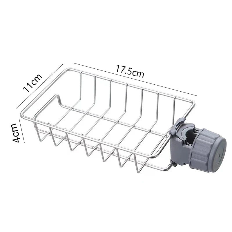 Kitchen Sink Faucet Organizer Rack with Sponge & Soap Holder
