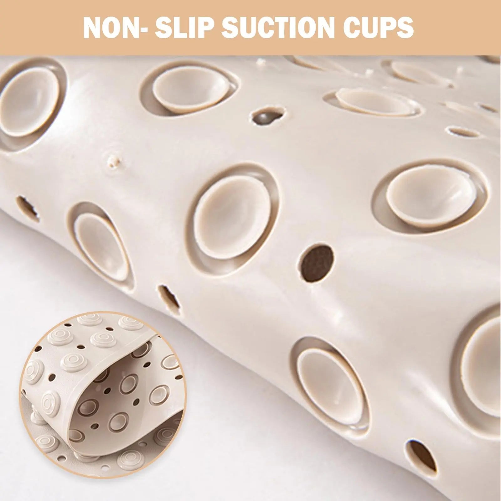 Non-Slip Massage Bath Mat – TPR Shower Rug with 145 Suction Cups, Drain Holes & Foot Scrubber